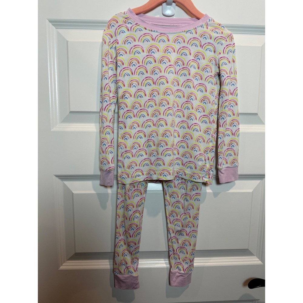 Little Sleepies Kids 3T Rainbow Bamboo Viscose Long Sleeve Pajama Set Pink Multi